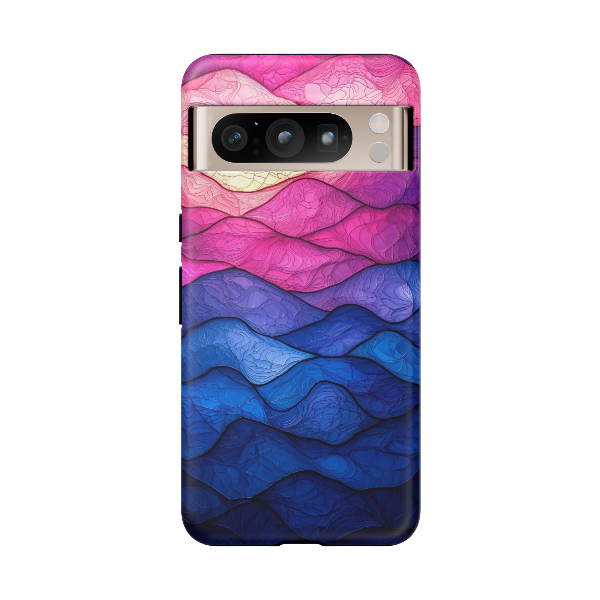 Abstract Ocean Waves Google Pixel Case — Pink & Blue Gradient Tough Case