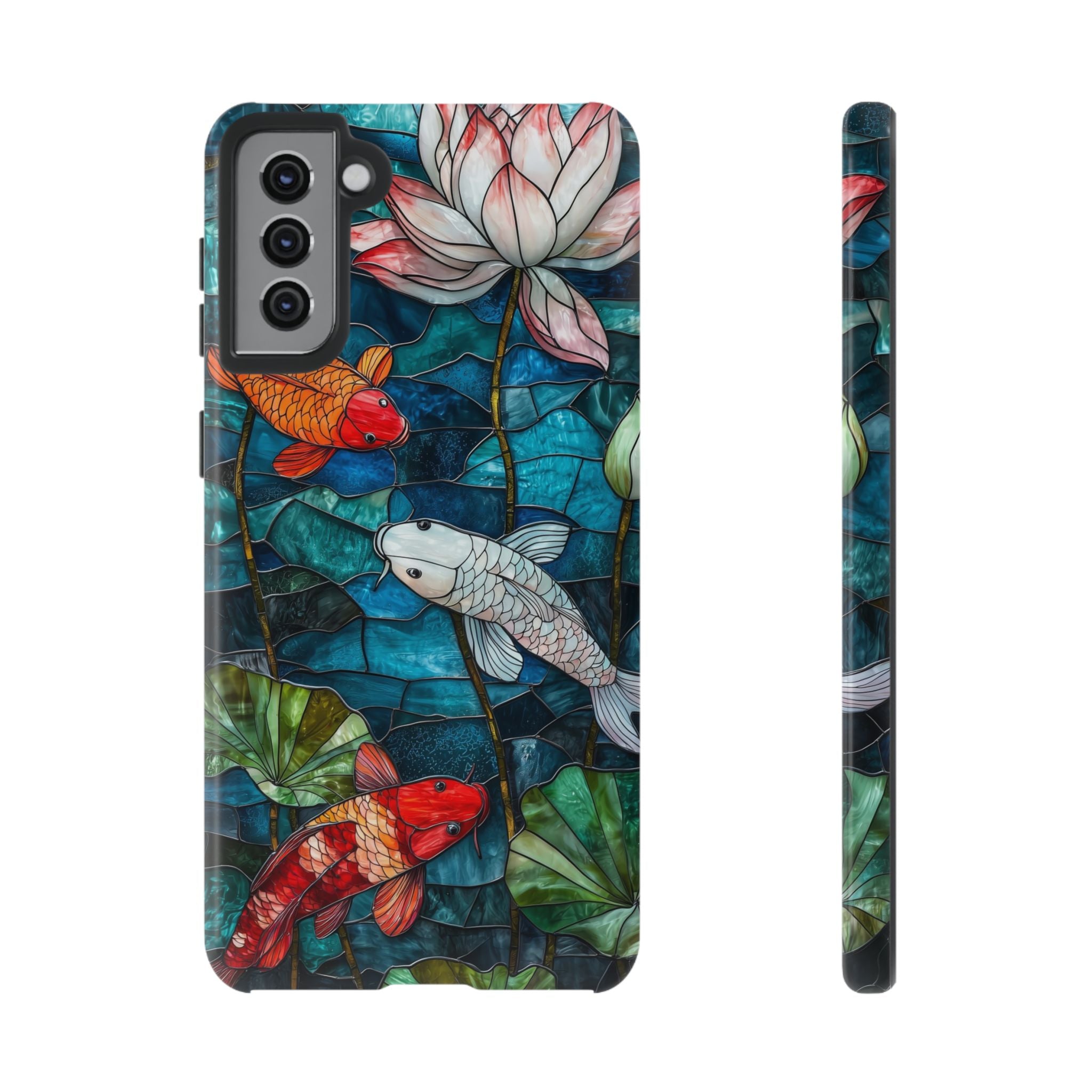 Koi Pond Tough Samsung Galaxy Case — Stained Glass Lotus & Koi Design