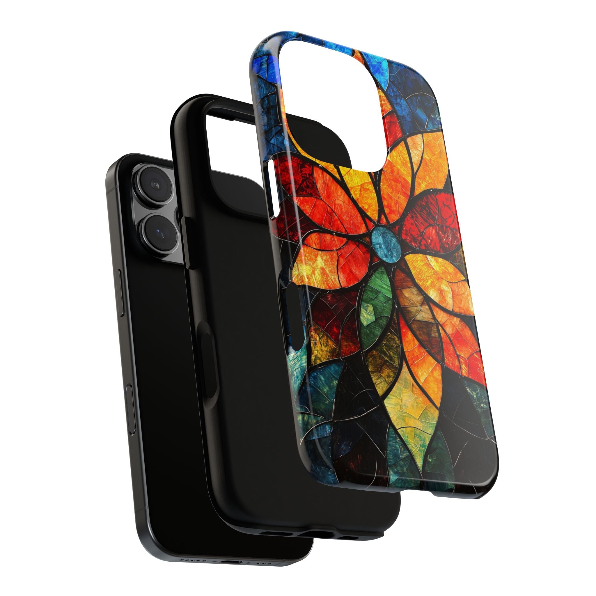 Stained Glass Flower iPhone Case — Colorful Mosaic Protective Cover