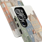 City Bike Samsung Galaxy Phone Case | Cozy European Street Illustration Tough Cases