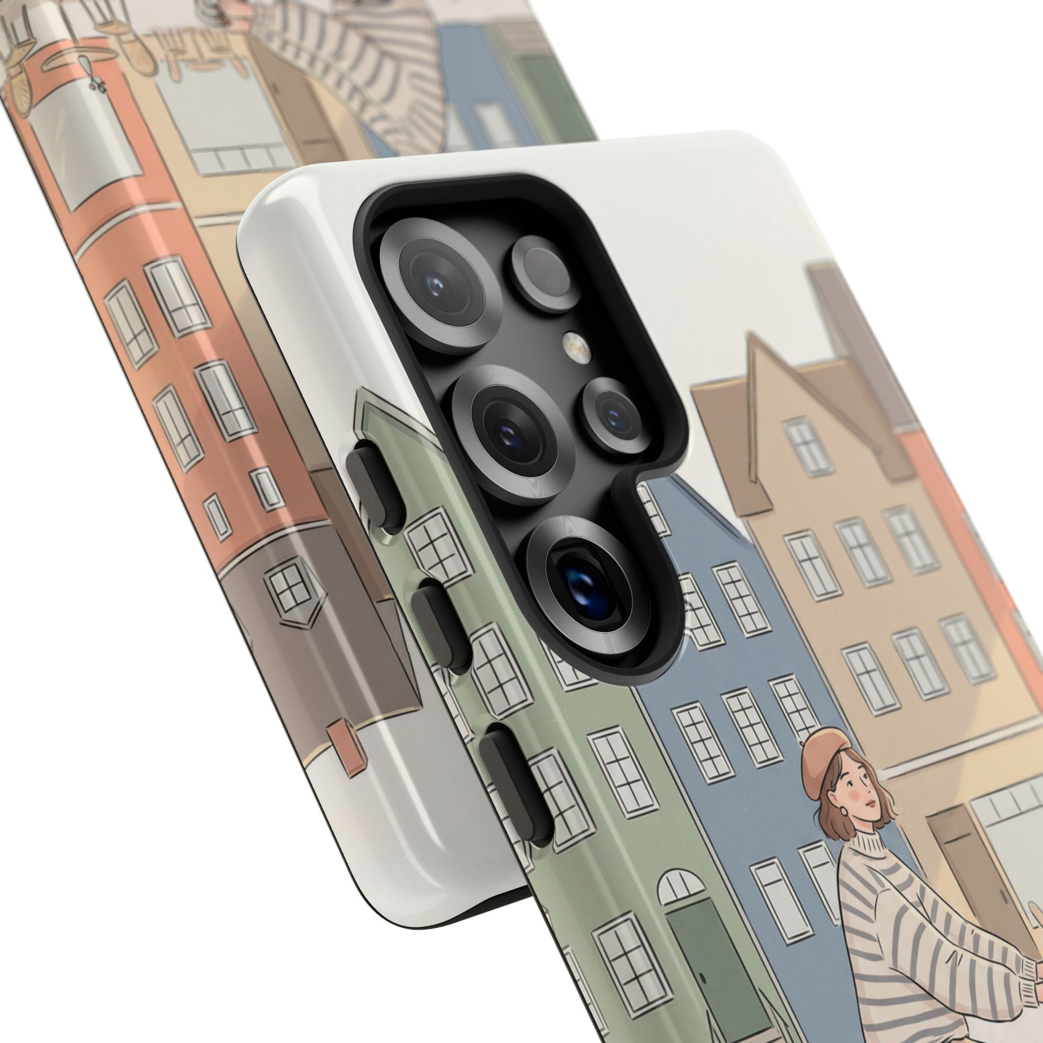 City Bike Samsung Galaxy Phone Case | Cozy European Street Illustration Tough Cases