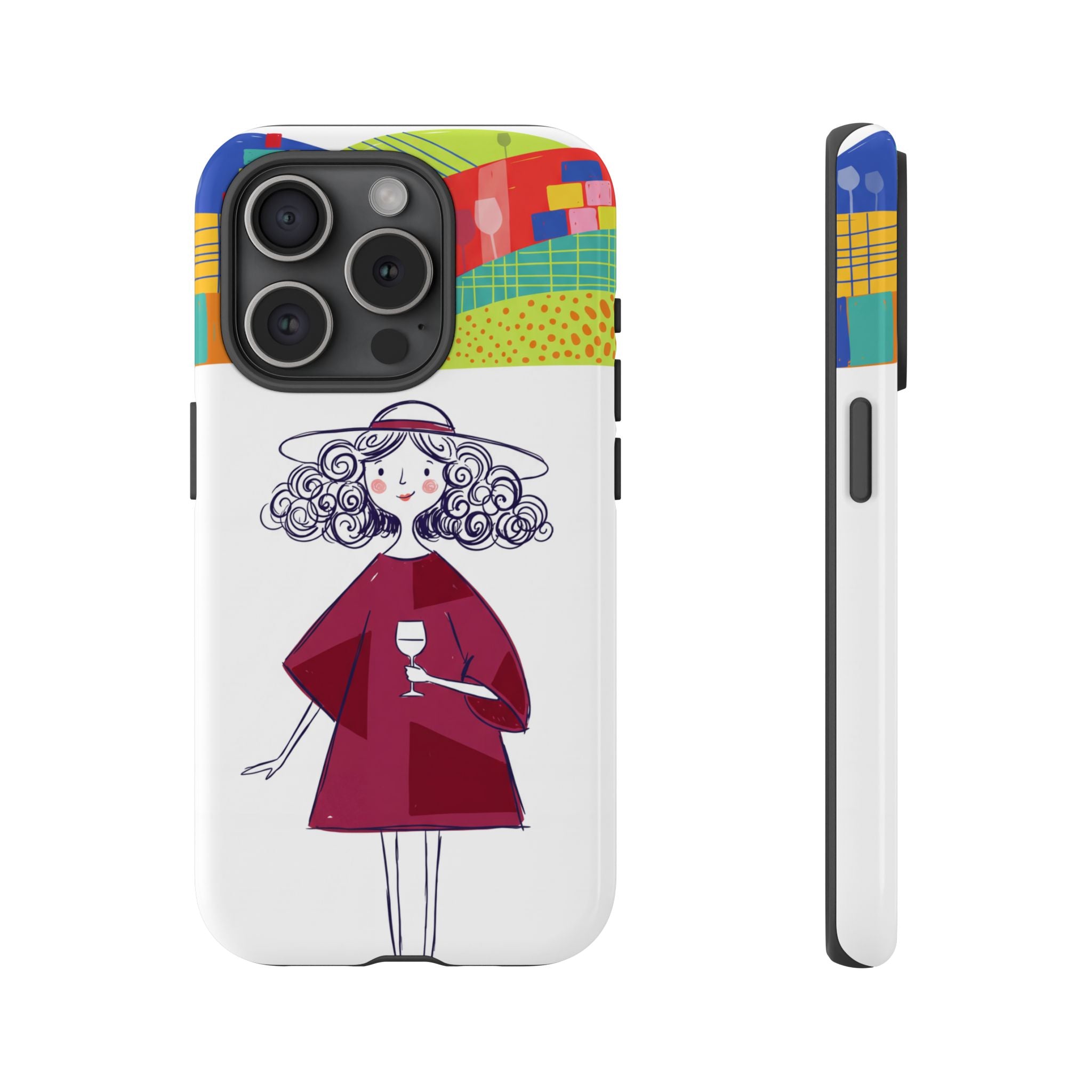 Colourful Artistic Wine Lady iPhone Case