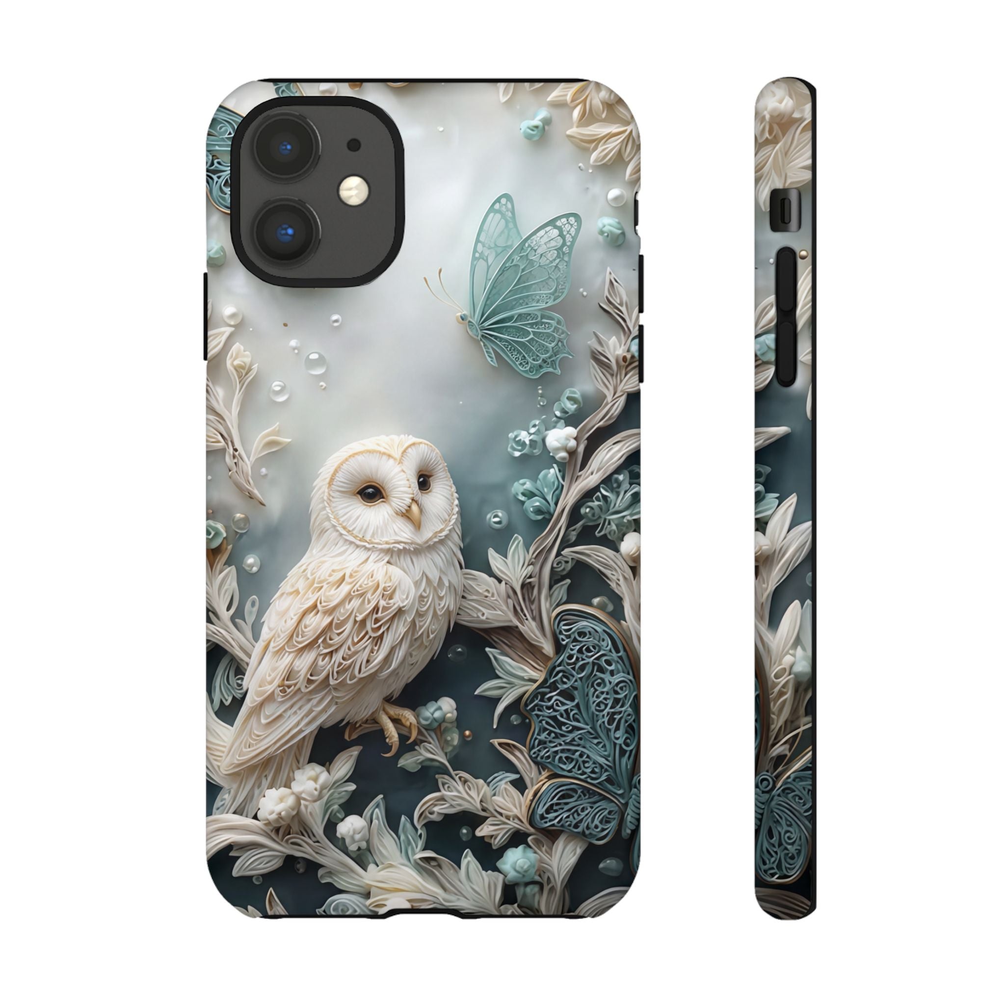 Barn Owl & Butterflies Tough iPhone Case