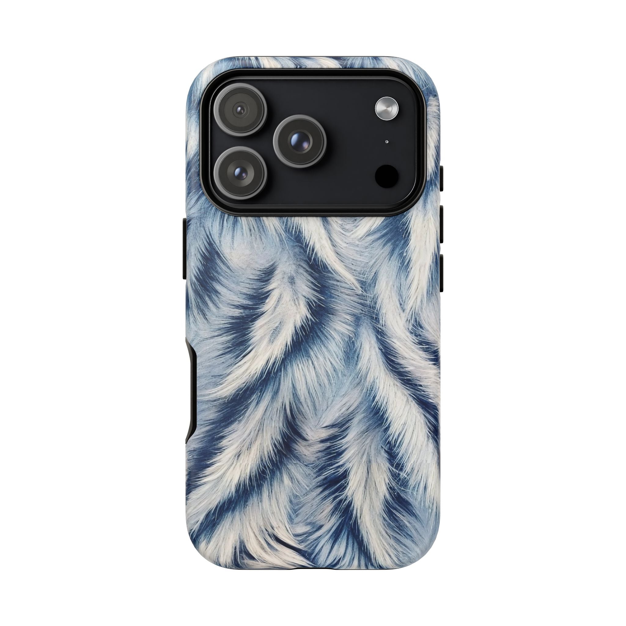 Blue Faux Fur Texture Protective Tough iPhone Case