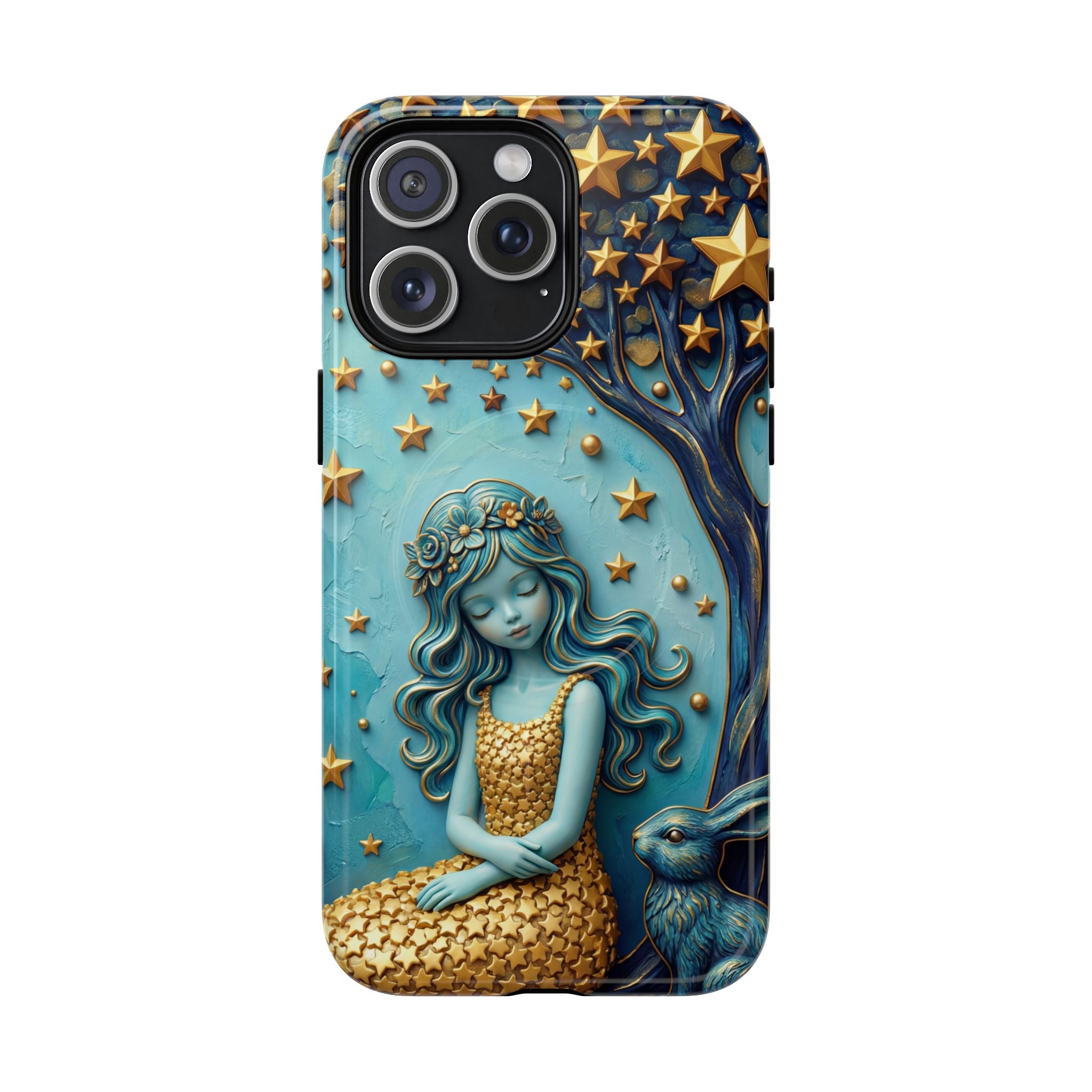 Custodia rigida MagSafe per iPhone Dreamy Maiden Under Starry Sky