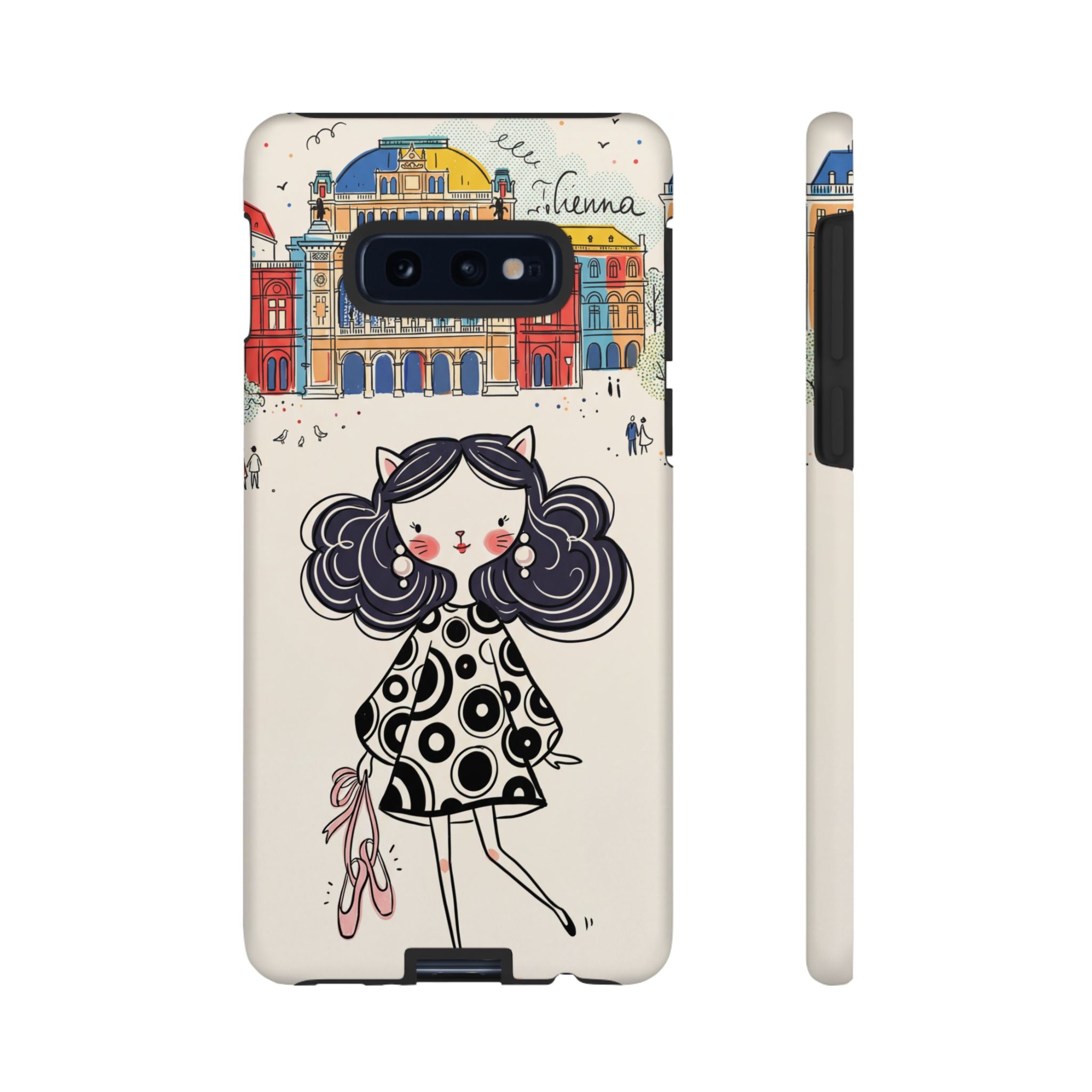 Cute Parisian Cat Girl Samsung galaxy Phone Case | Ballet Slippers Illustration Tough Case
