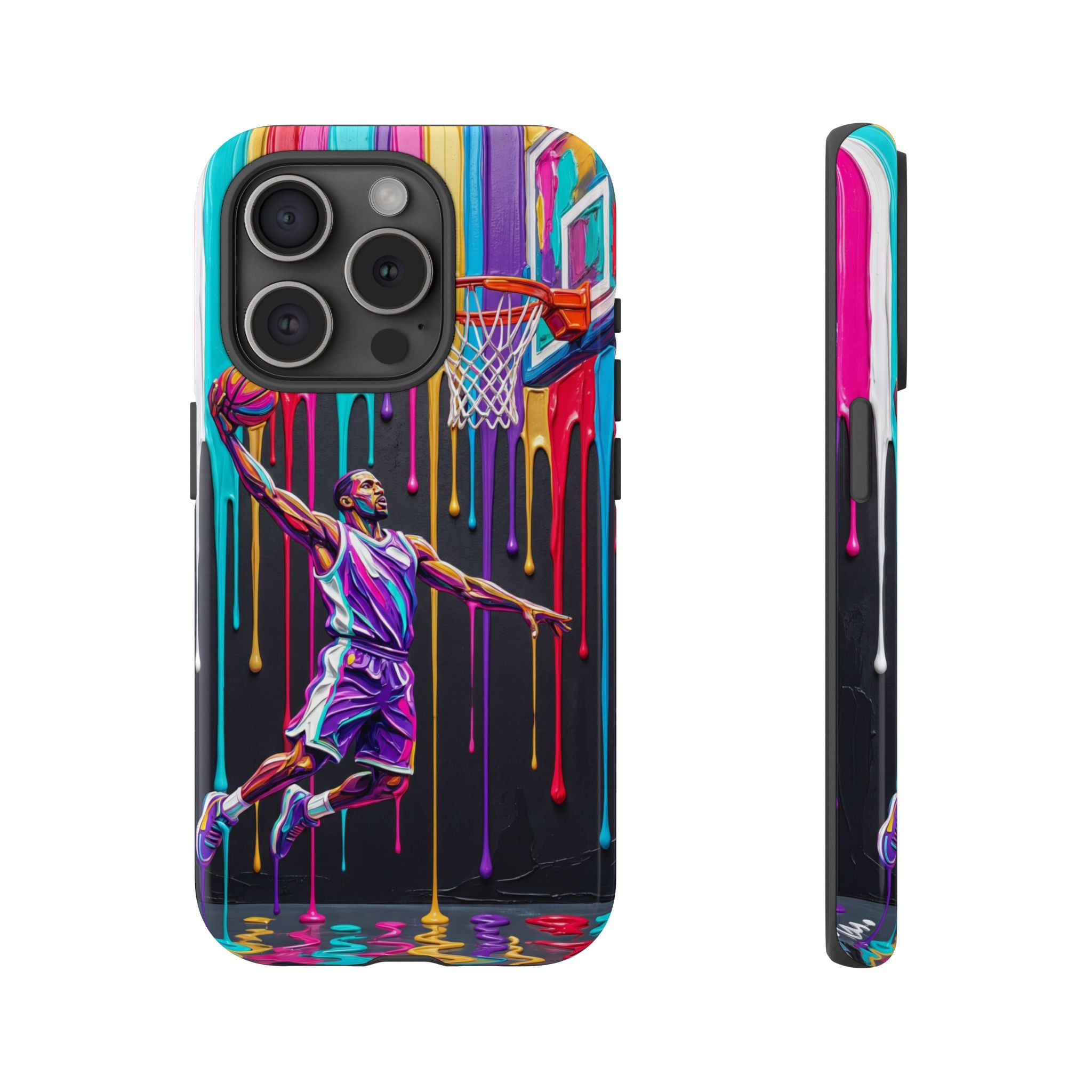 Color Splash Basketball iPhone Case | Vibrant Drip Dunk Design