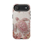 Cover protettiva per iPhone a conchiglia di tartaruga marina rosa