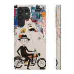 Custodia per telefono Samsung Galaxy "Vintage Grandpa Rider Motorcycle" | Paesaggio urbano illustrato