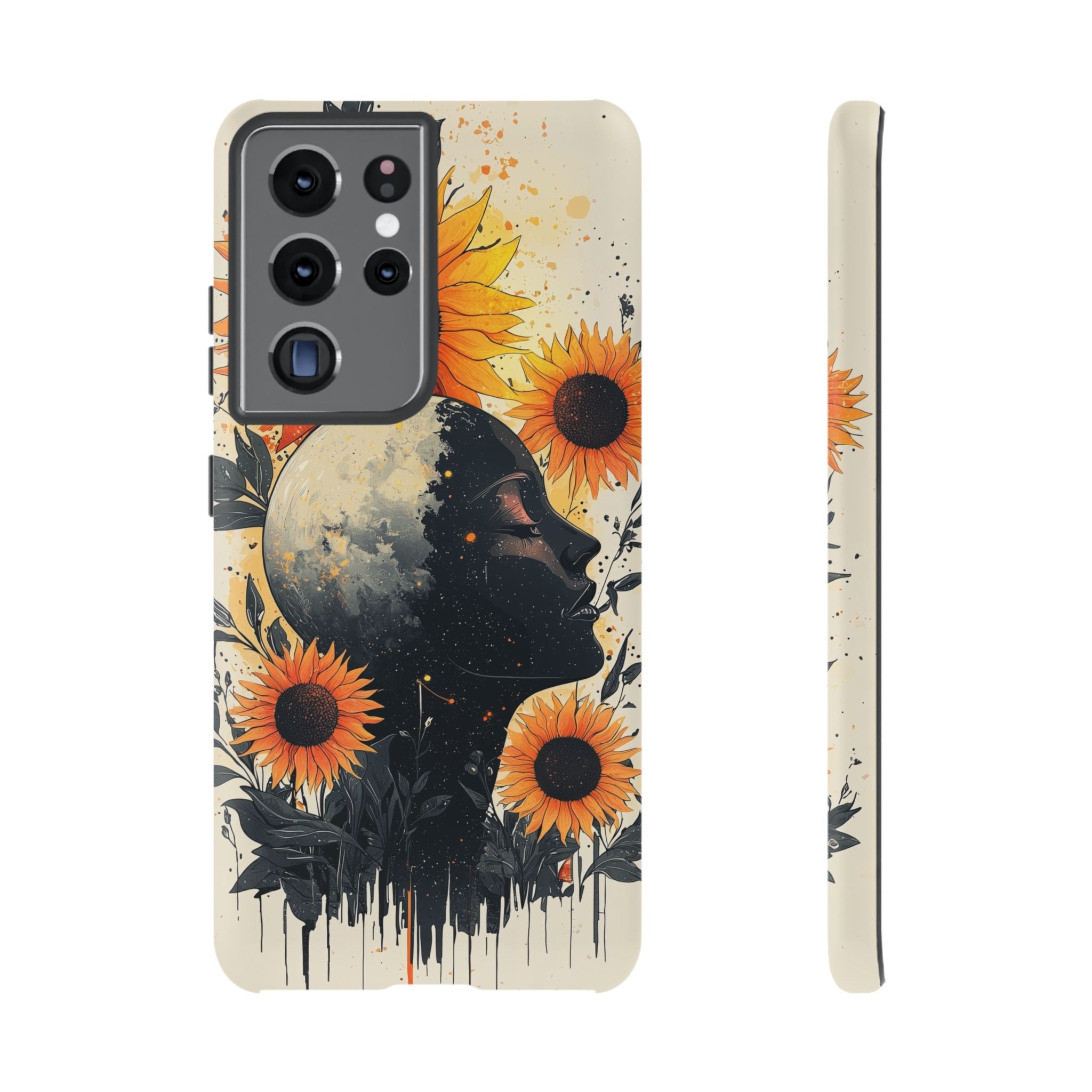 Sunflower Moon Art Samsung Galaxy Case | Floral Celestial
