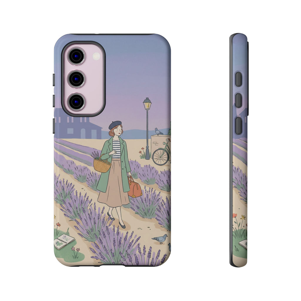 Lavender Field Samsung Galaxy Phone Case | Vintage Travel Illustration Protective Case