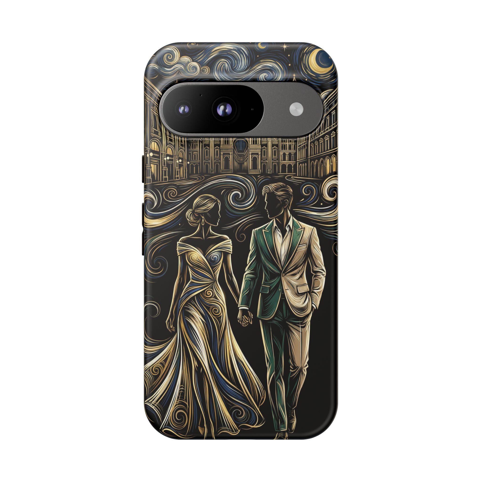 Romantic Night Walk Google Pixel Phone Case | Elegant Couple Art