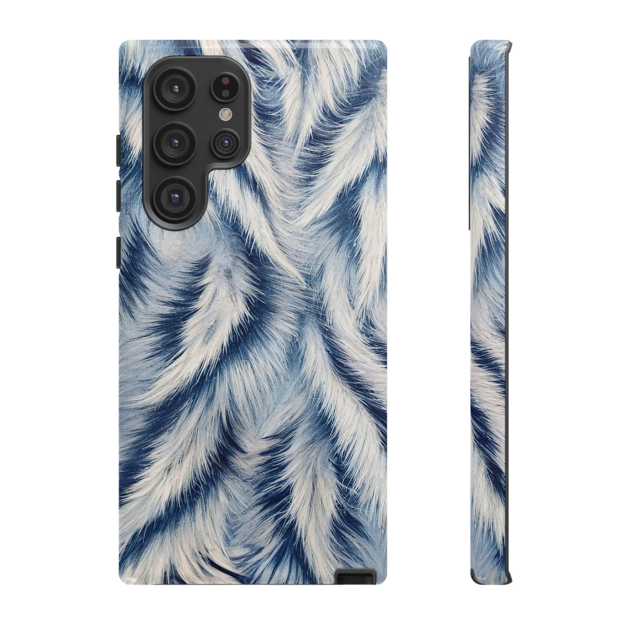 Blue Faux Fur Texture Protective Tough Samsung Galaxy Case