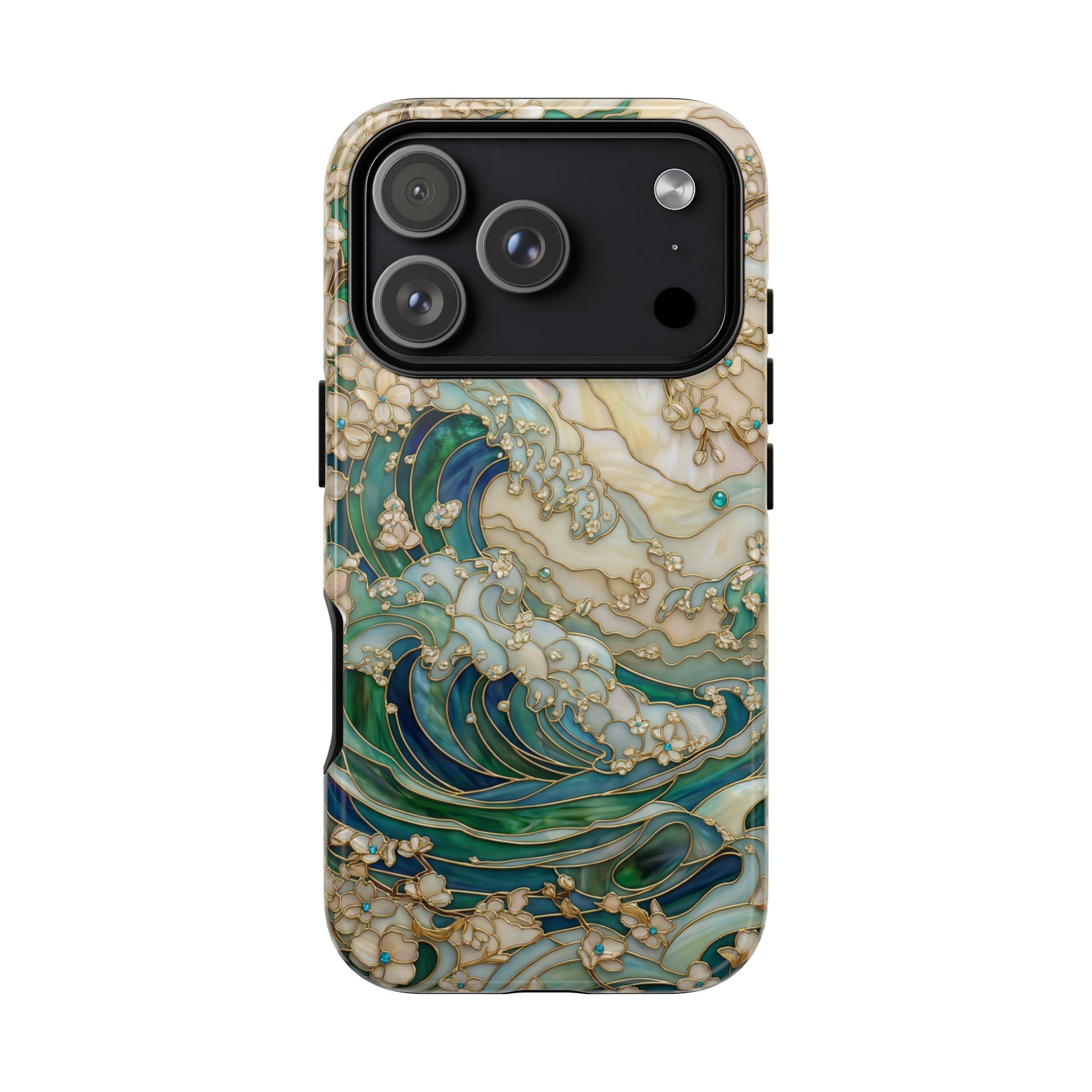 Elegant Ocean Wave Floral Art iPhone Case