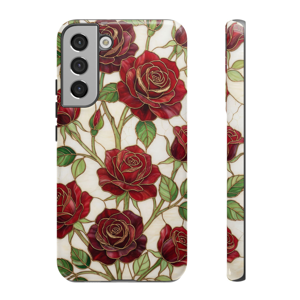 Custodia resistente per Samsung Galaxy con motivo floreale vintage a rosa rossa