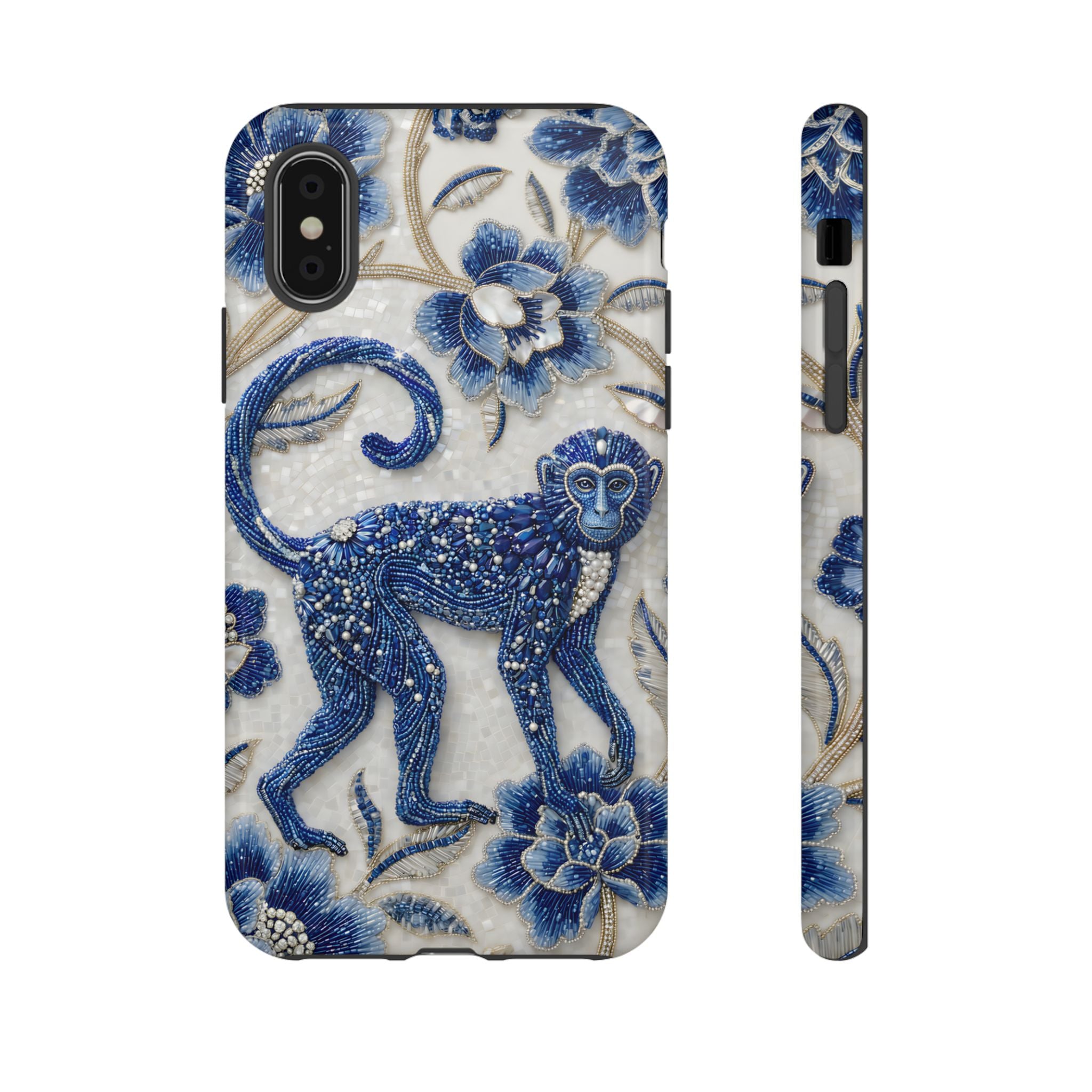 Asian Zodiac Monkey iPhone Case | Blue & White Porcelain Art Protective Case | Year of the Monkey Gift