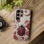 Ladybug Floral Samsung Galaxy Phone Case | Vintage Red Beetle Protective Tough Case