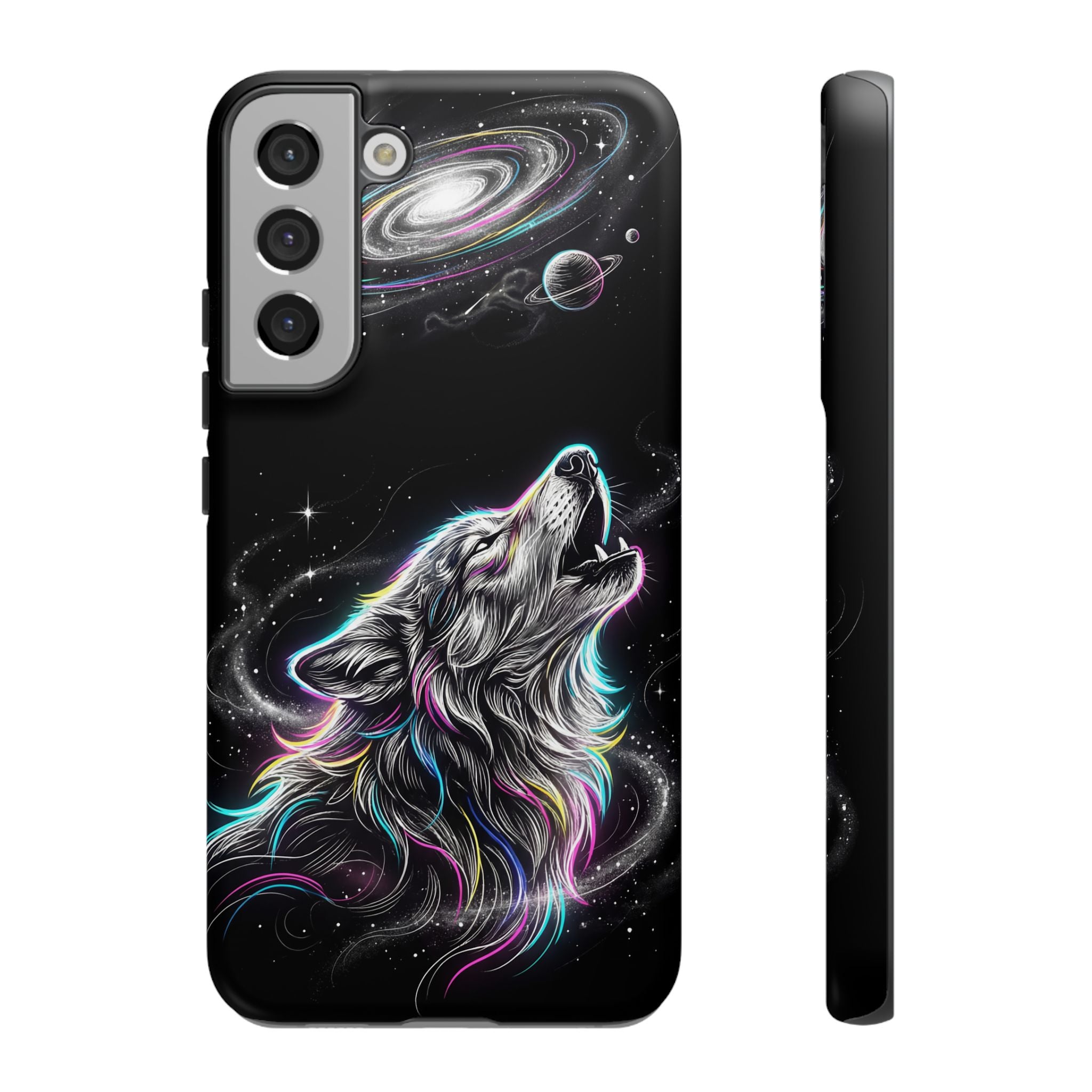 Wolf Galaxy Tough Samsung Galaxy Phone Case | Colorful Howling Wolf Space Design
