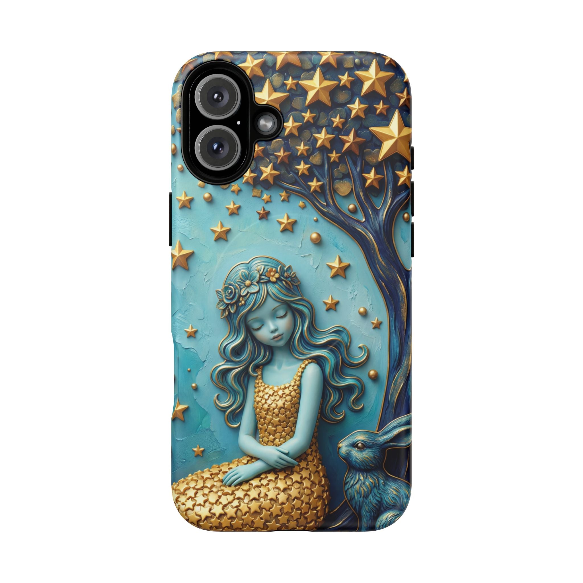 Custodia rigida MagSafe per iPhone Dreamy Maiden Under Starry Sky