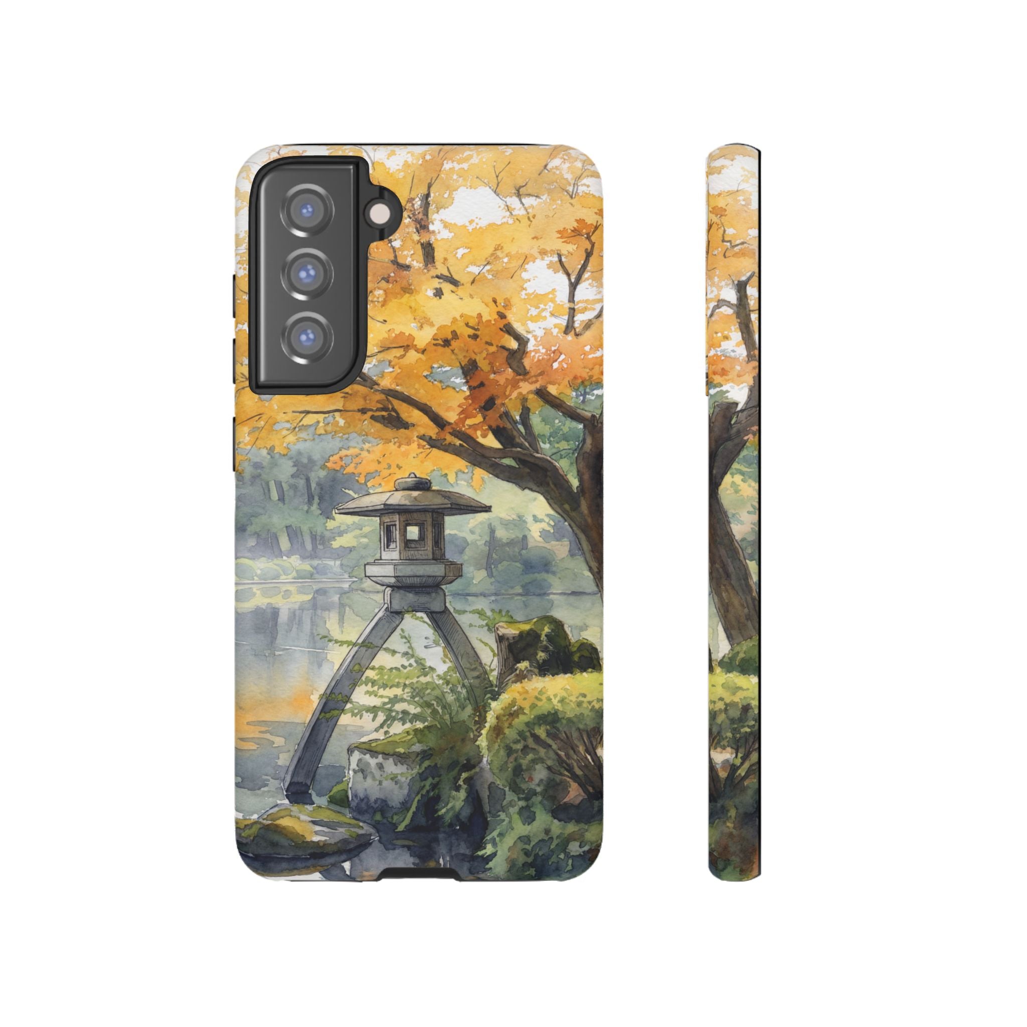 Autumn Japanese Garden Samsung Galaxy Phone Case | Scenic Lantern Fall