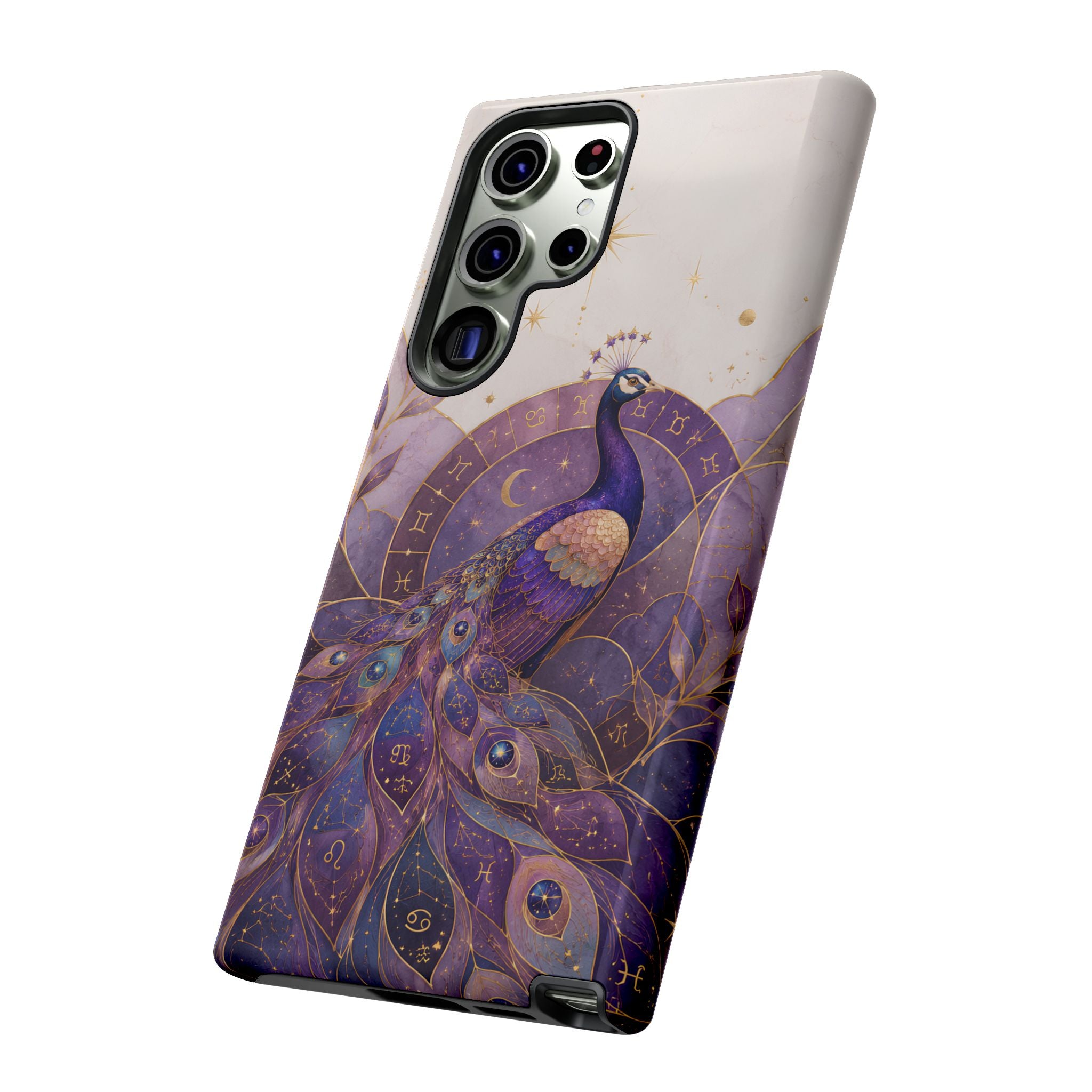 Purple Peacock Samsung Galaxy Phone Case | Celestial Peacock Phone Case