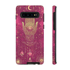 Mystic Hamsa Samsung Galaxy Case | Gold Palm & All-Seeing Eye on Magenta Galaxy
