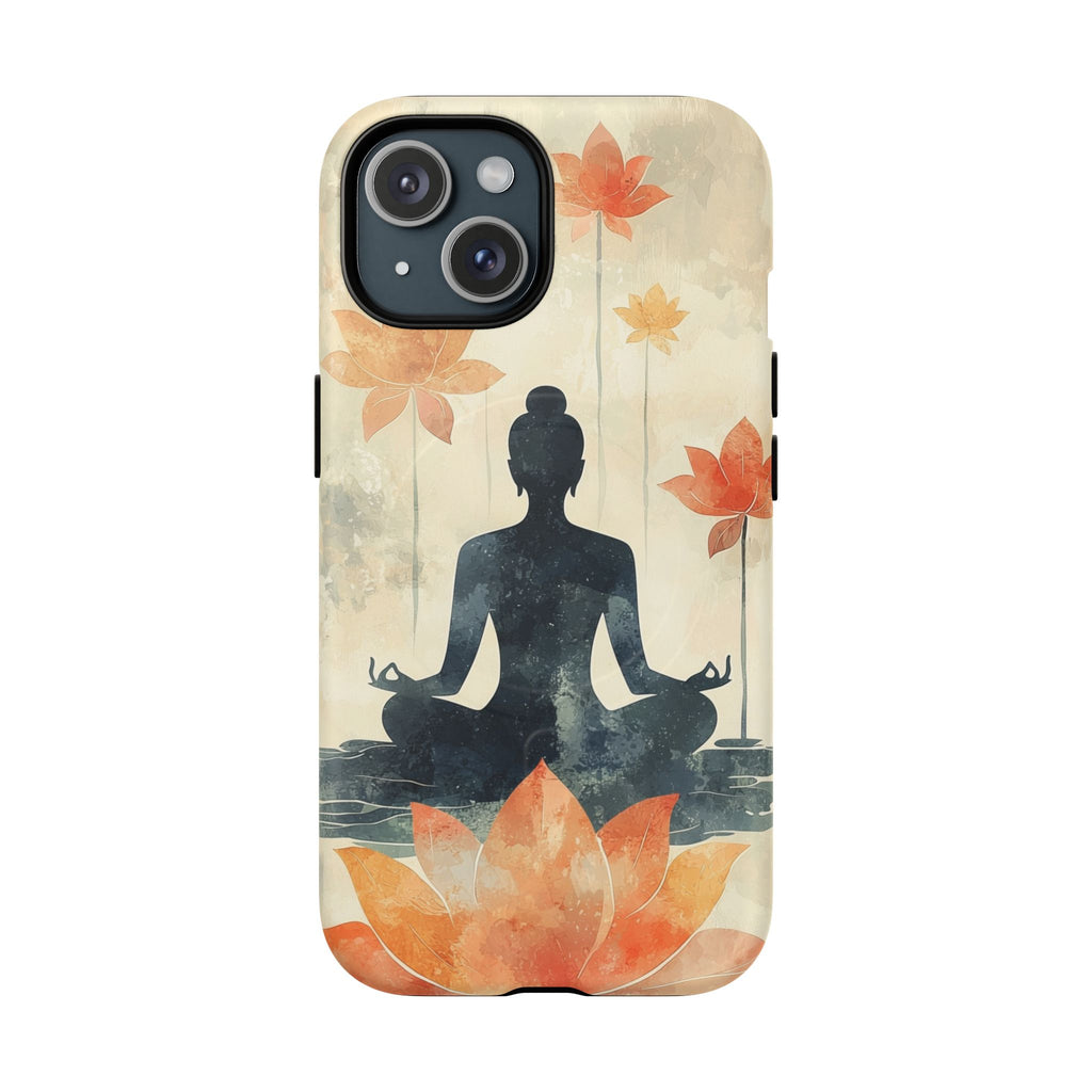 Custodia MagSafe per iPhone Yoga Lotus | Silhouette meditativa