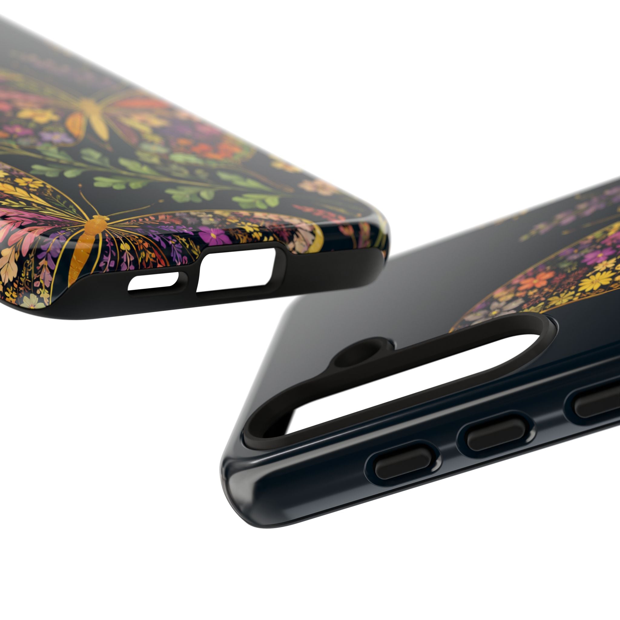 Floral Butterfly Tough Samsung Galaxy Phone Case | Cute Cottagecore Gold Lavender Cover