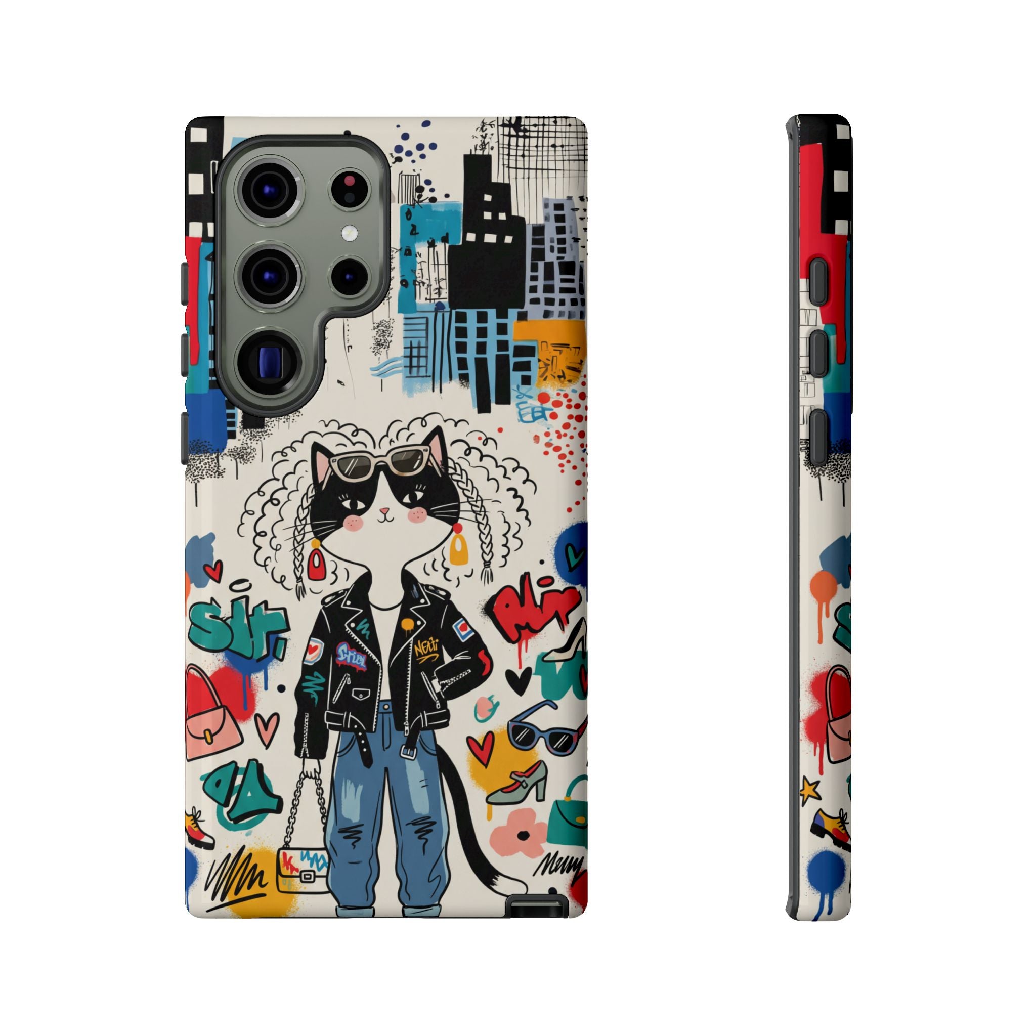 Punk City Cat Graffiti Design Samsung Galaxy Phone Case