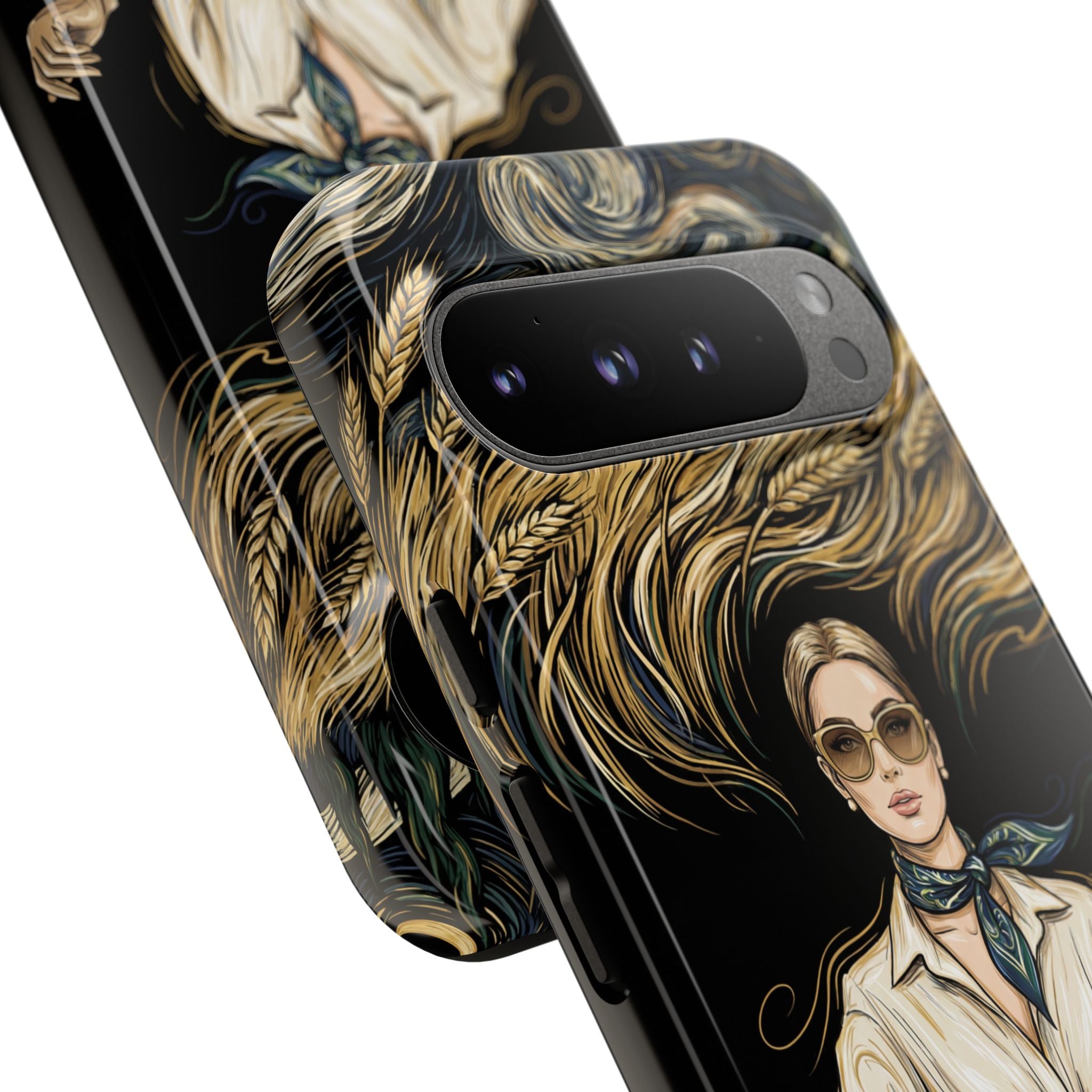Vintage Elegance Google Pixel Phone Case | Retro Woman with Flowing Golden Hair