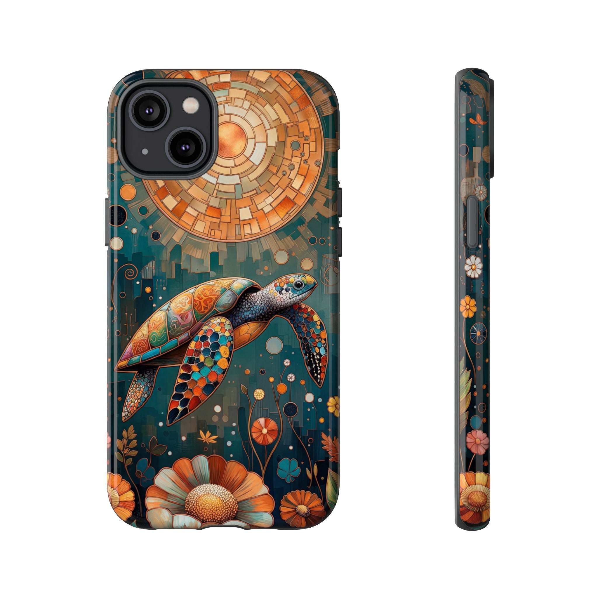Sea Turtle Mosaic iPhone Case | Artistic Ocean Nature Protective Cover