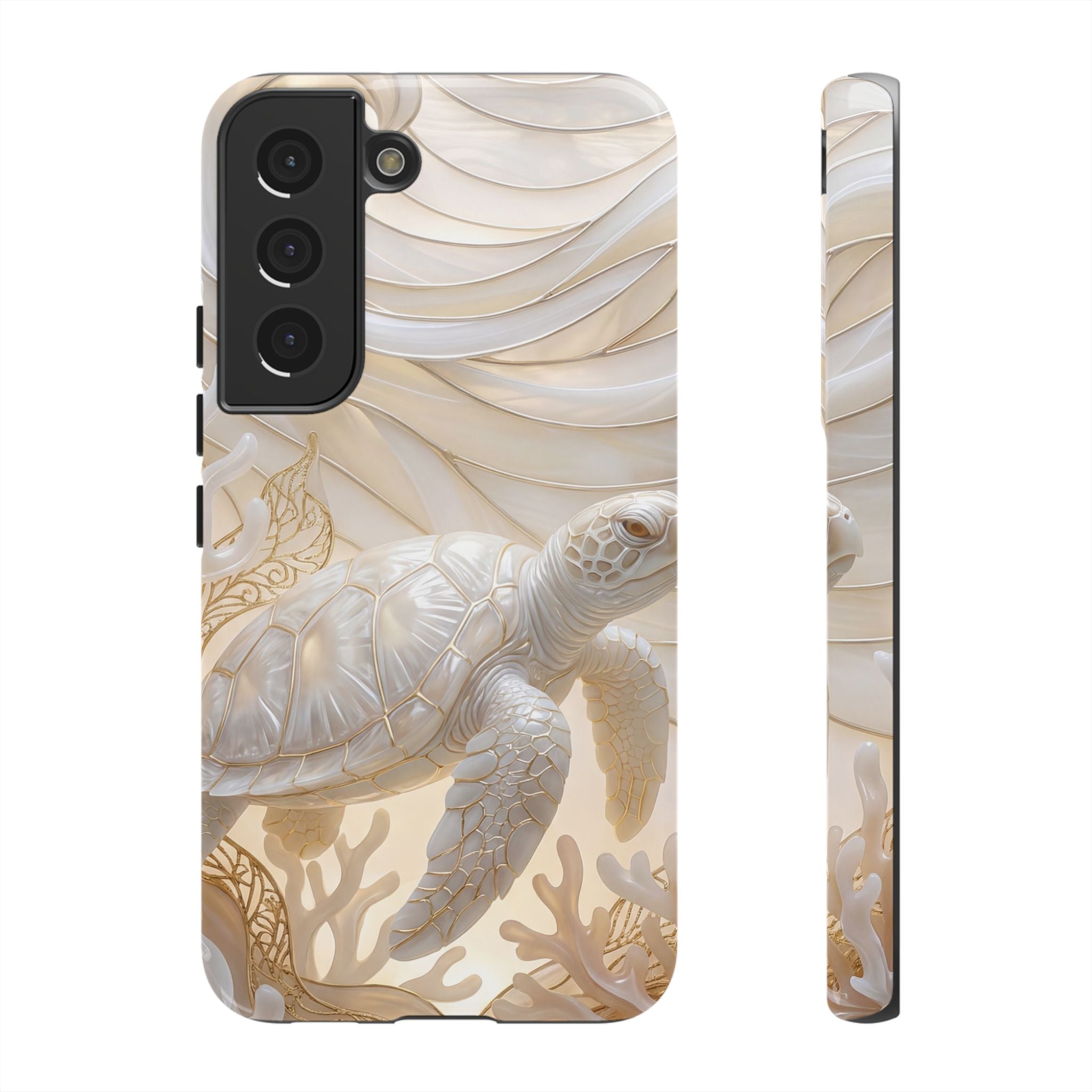 Sea Turtle Tough Samsung Galaxy Case — Elegant Nautical Coral Design