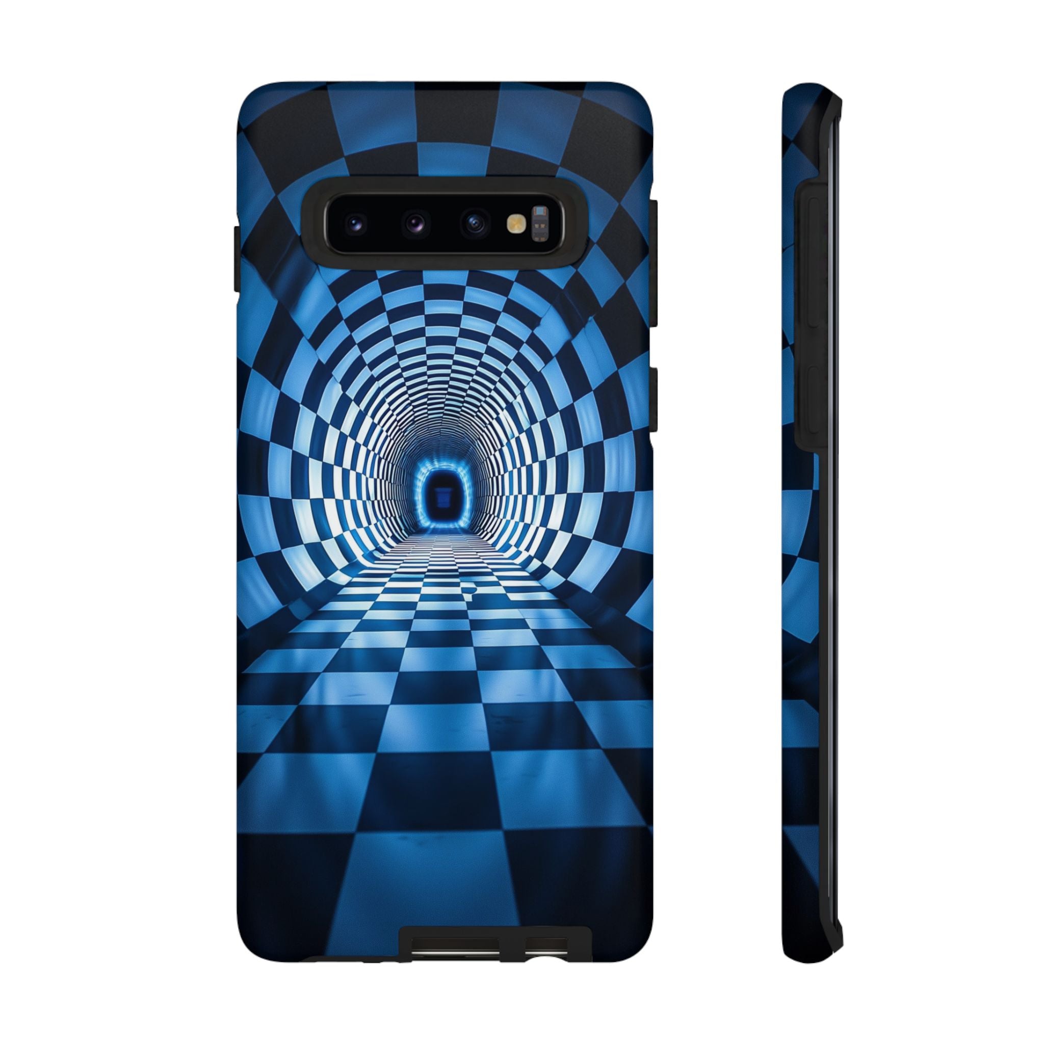 Blue Checkered Tunnel Samsung Galaxy Case — 3D Optical Illusion Tough Case