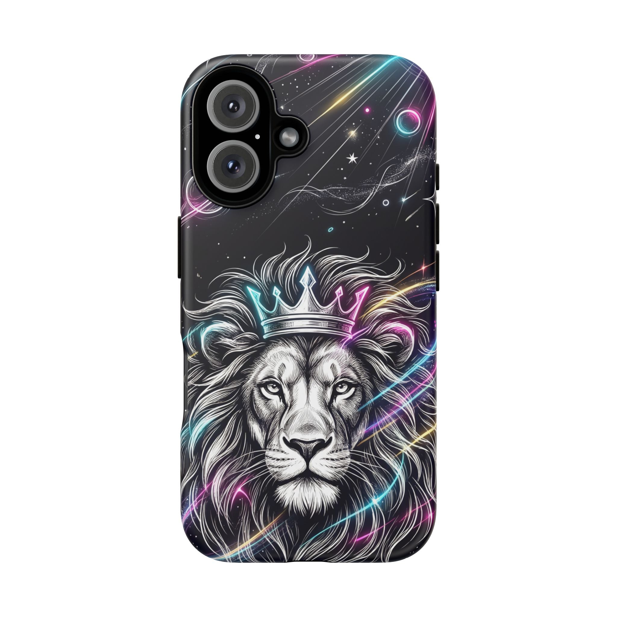 Galaxy Lion iPhone Case | Neon Crowned Lion Protective Case