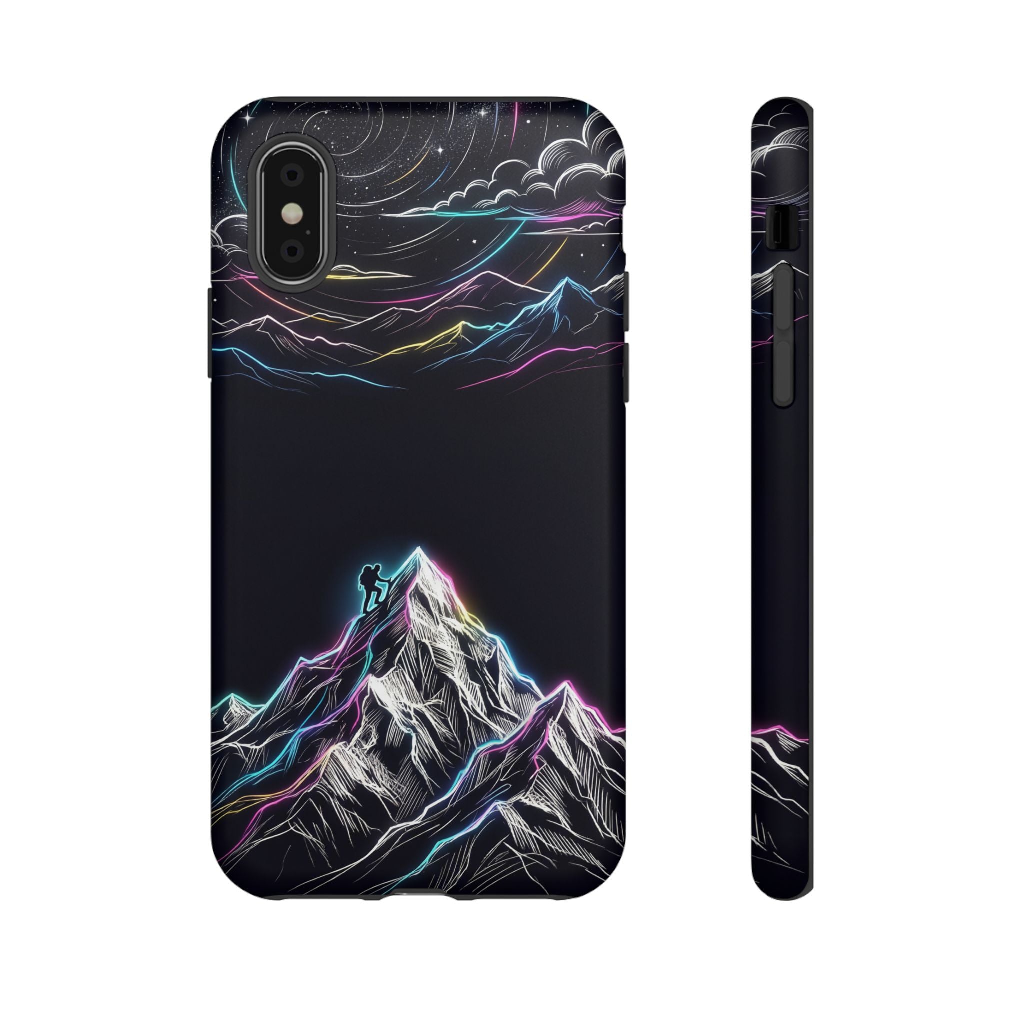 Mount Everest Neon iPhone Case | Dark Cosmic Climber Protective Cover