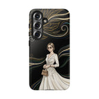Elegant Woman Illustration Samsung Galaxy Phone Case | Vintage Bride in Flowing Gown