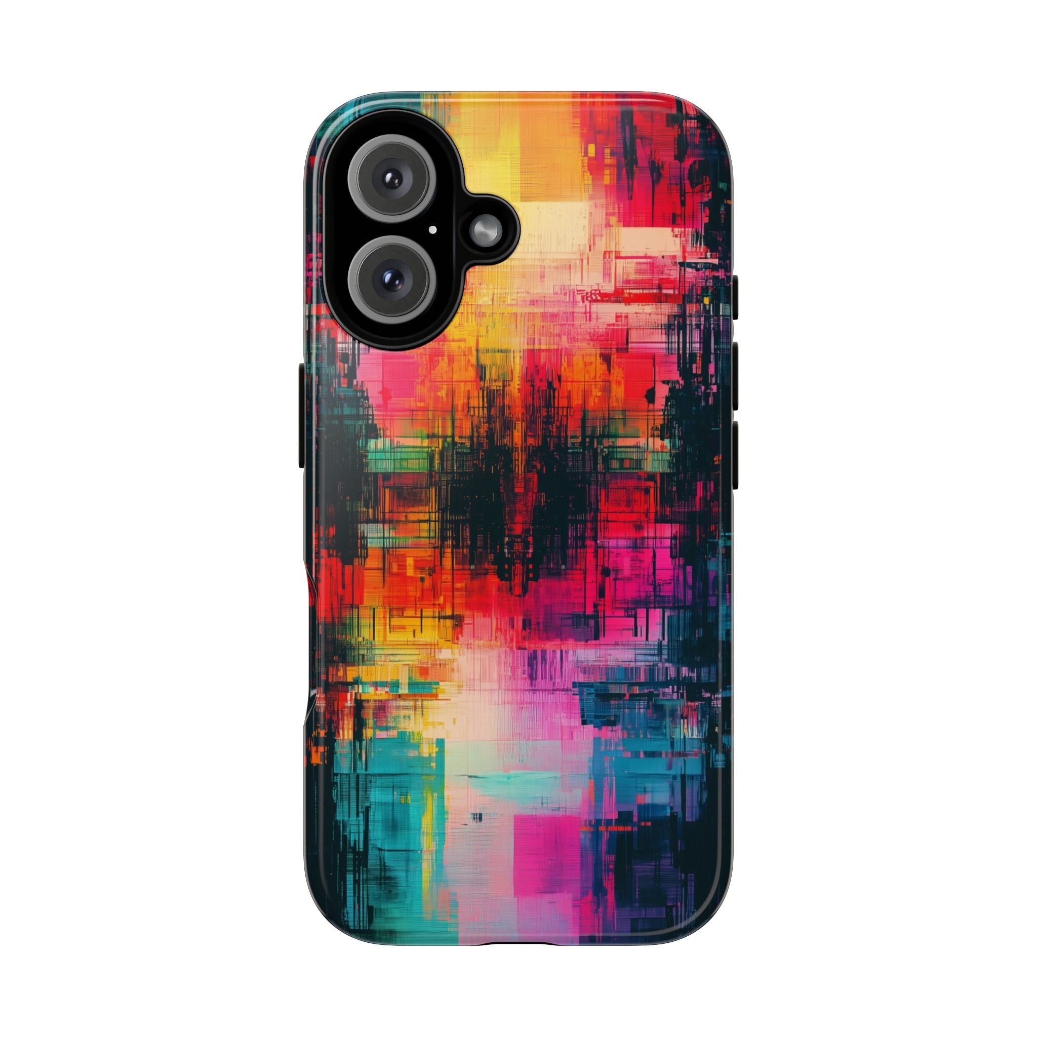 Abstract Neon Glitch Art Tough iPhone Case