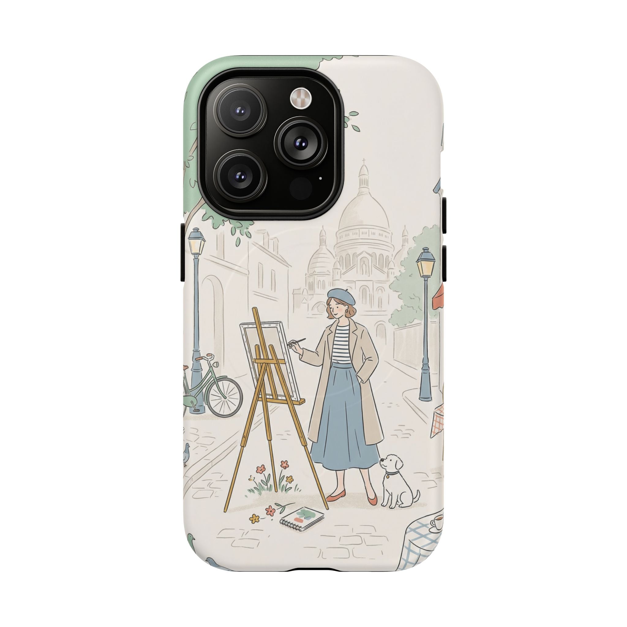 Artist in Paris MagSafe iPhone Case | Vintage Painter Street Scene Protective Cover