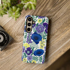 Floral Blue & Purple Tough Samsung Galaxy Phone Case | Protective Botanical Phone Cover