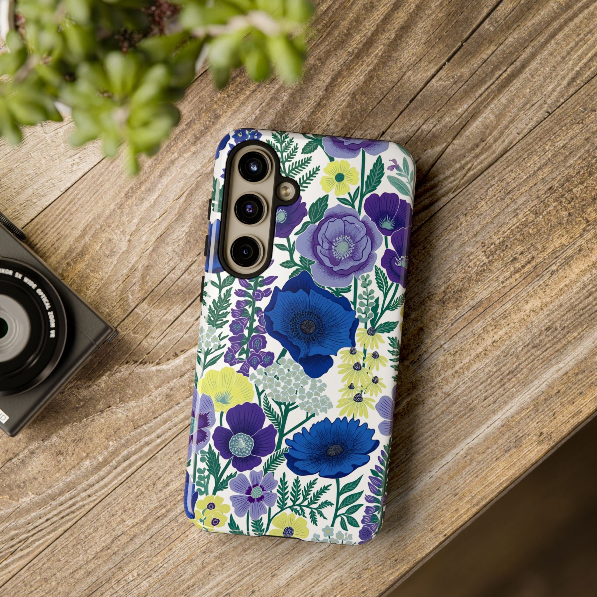 Floral Blue & Purple Tough Samsung Galaxy Phone Case | Protective Botanical Phone Cover