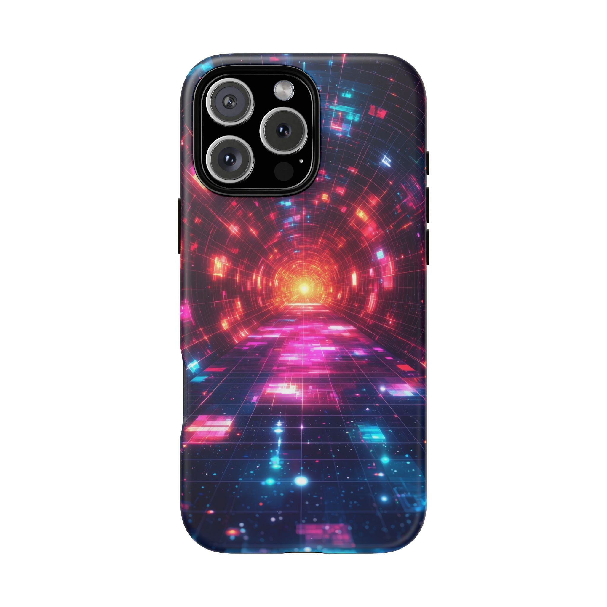 Neon Tunnel Tough iPhone Case — Retro Futuristic Galaxy Design