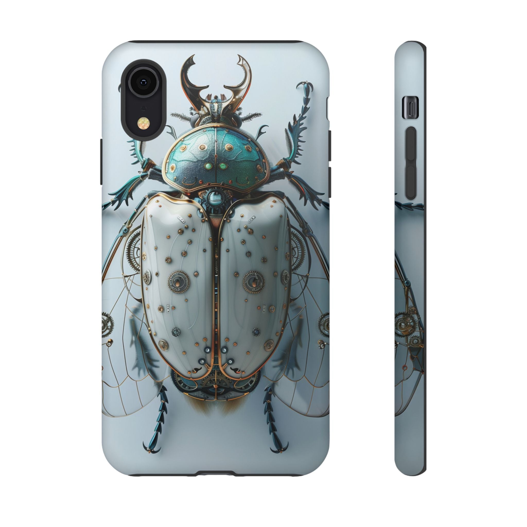 Steampunk White Beetle Protective Tough iPhone Case