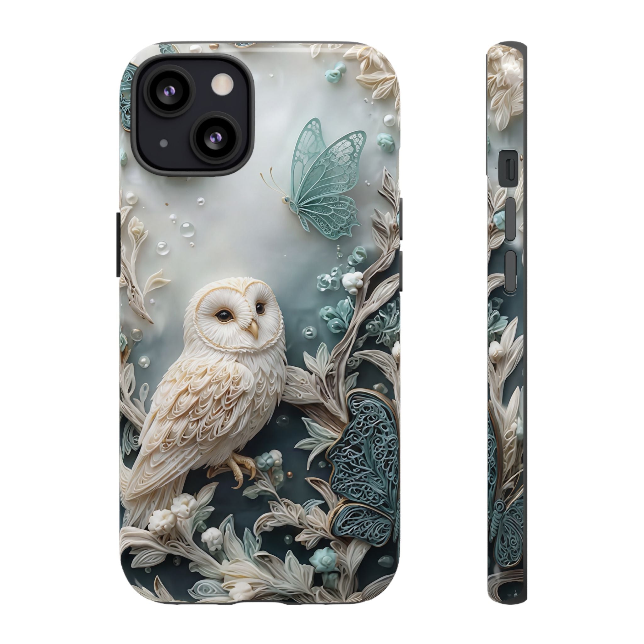 Barn Owl & Butterflies Tough iPhone Case