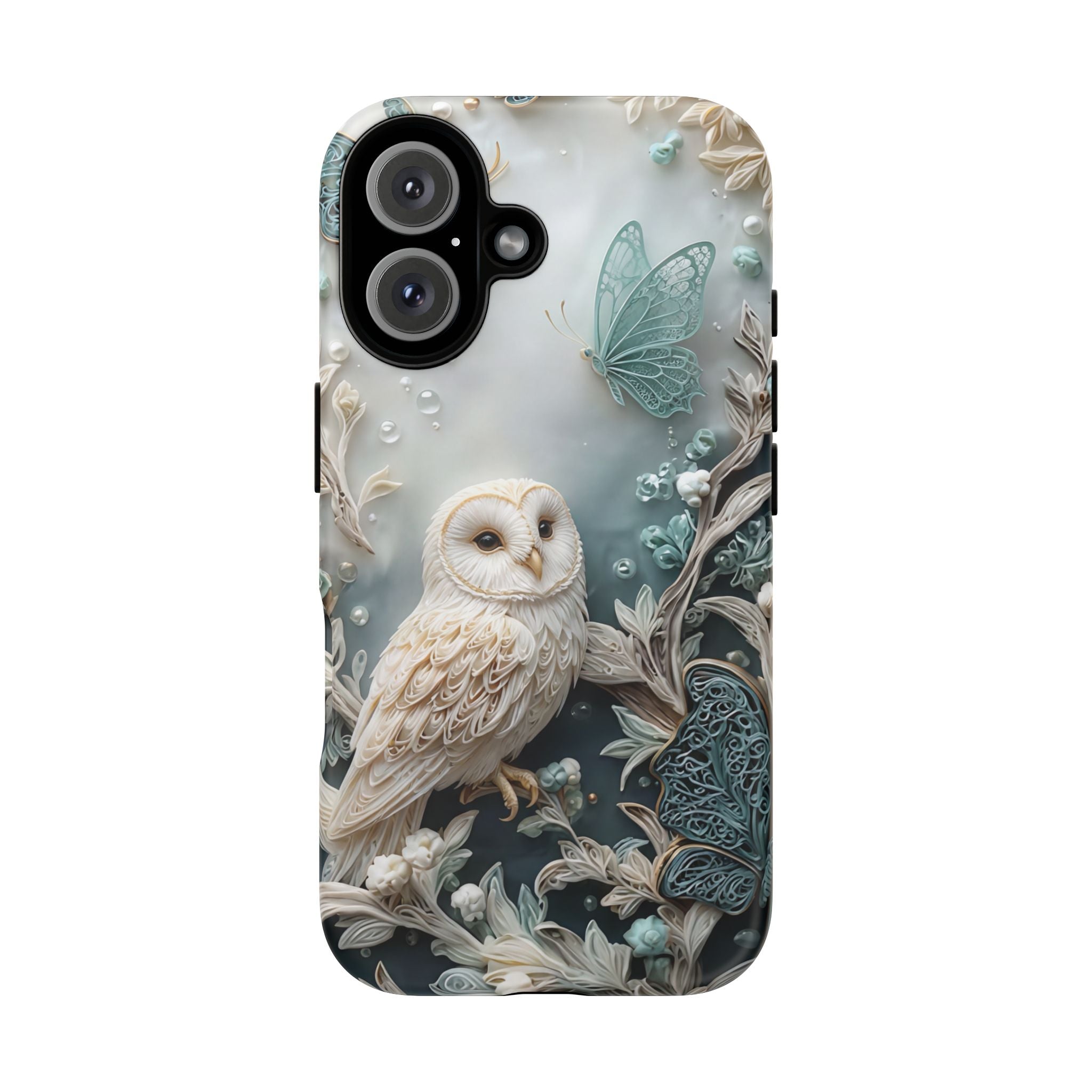 Barn Owl & Butterflies Tough iPhone Case