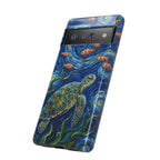 Sea Turtle & Clownfish Tough Google Pixel Case | Van Gogh Style Ocean Art