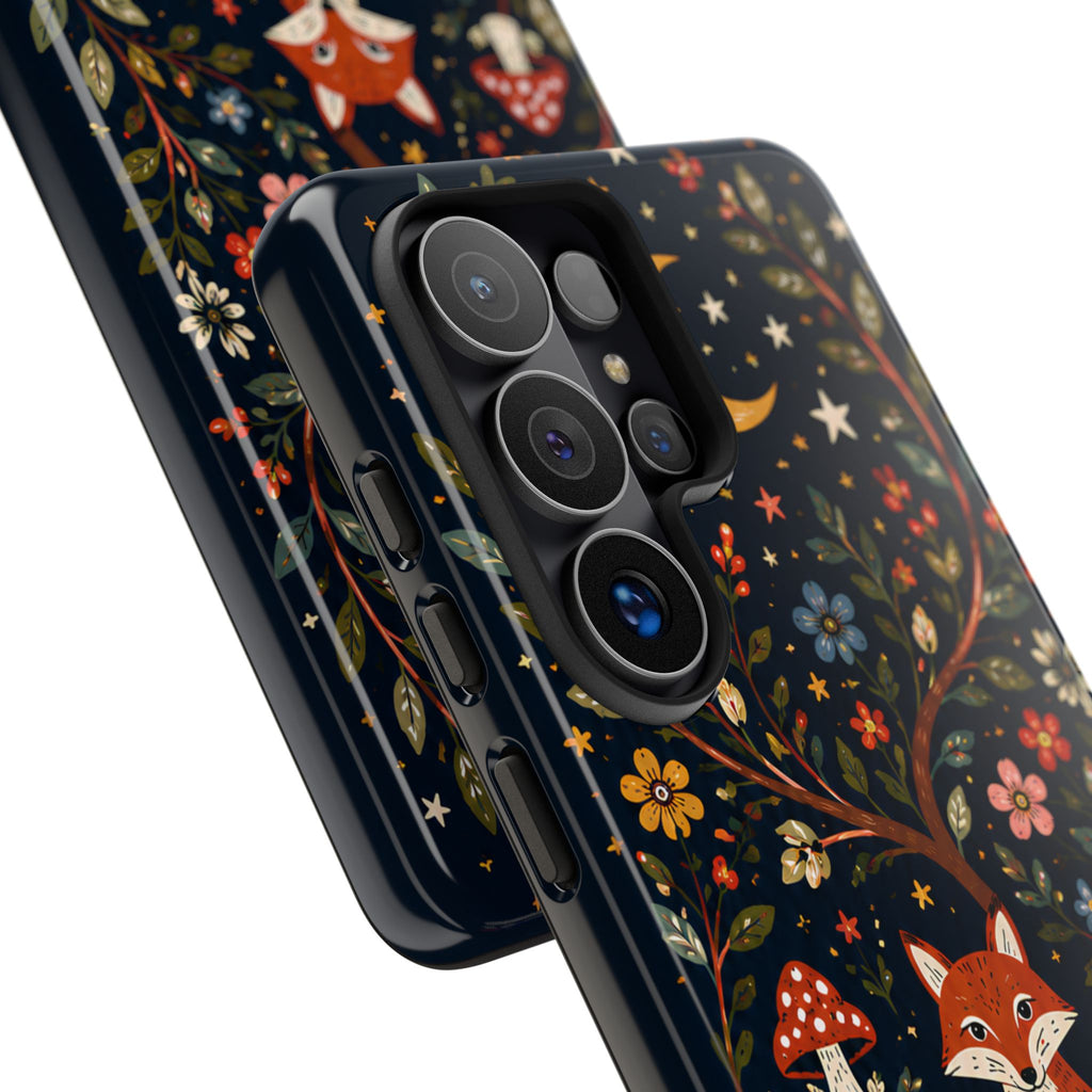 Fox Moon Samsung Galaxy Phone Case | Whimsical Floral Night Woodland Protective Case