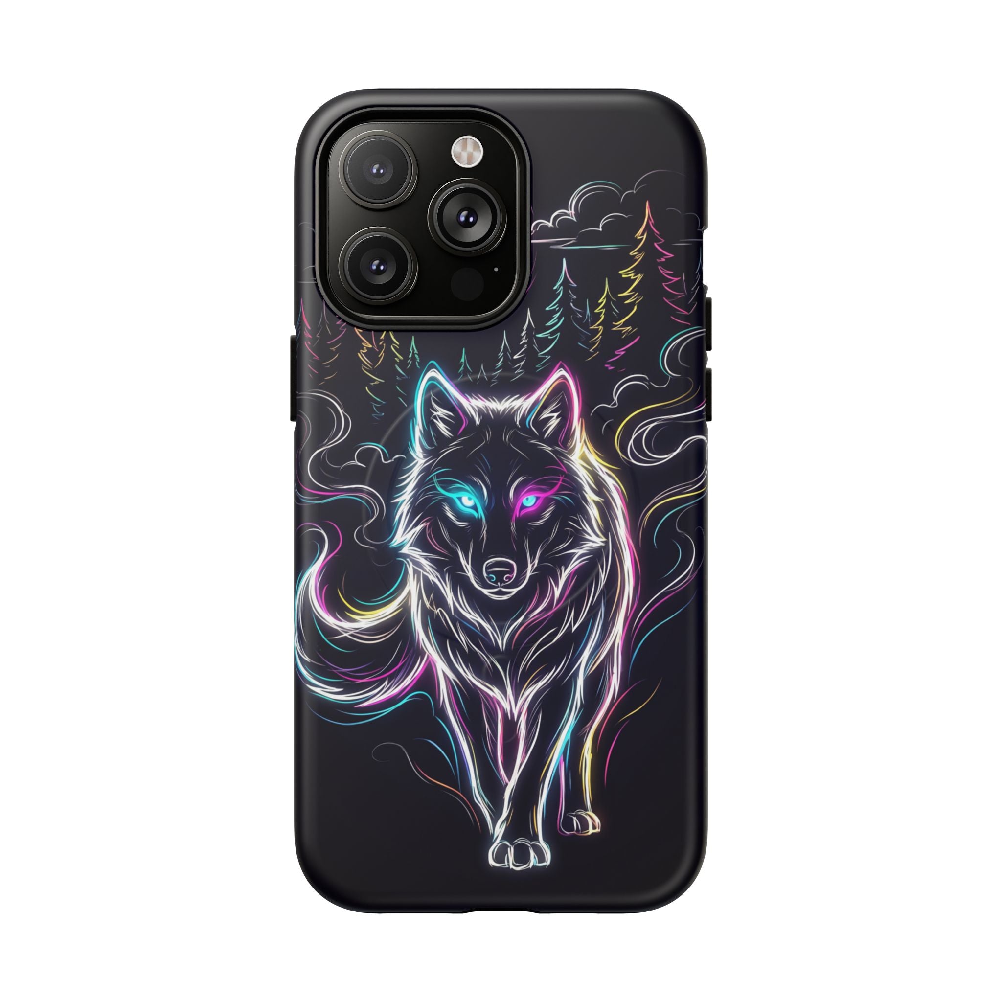 Neon Wolf MagSafe iPhone Case | Mystic Glow Protective Tough Case