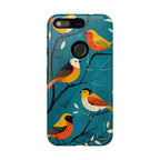 Bird Pattern Tough Google Pixel Phone Case | Colourful Songbirds on Teal Background