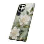 White Floral Samsung Galaxy Phone Case | Sage Green Botanical Phone Case