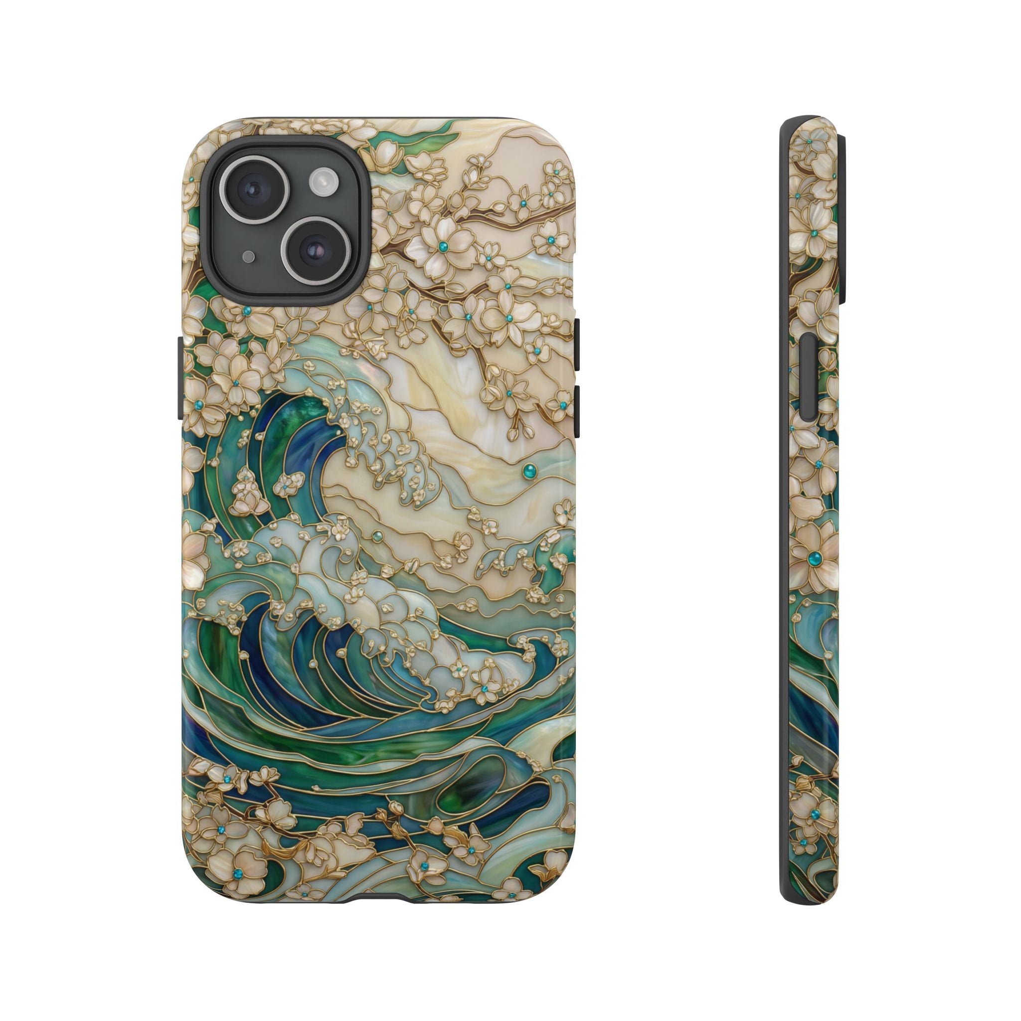 Elegant Ocean Wave Floral Art iPhone Case